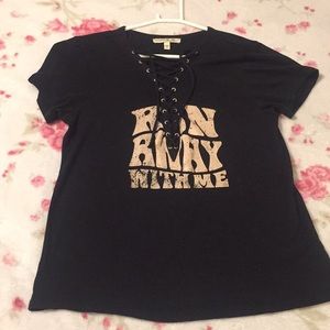 Express one eleven lace up tee